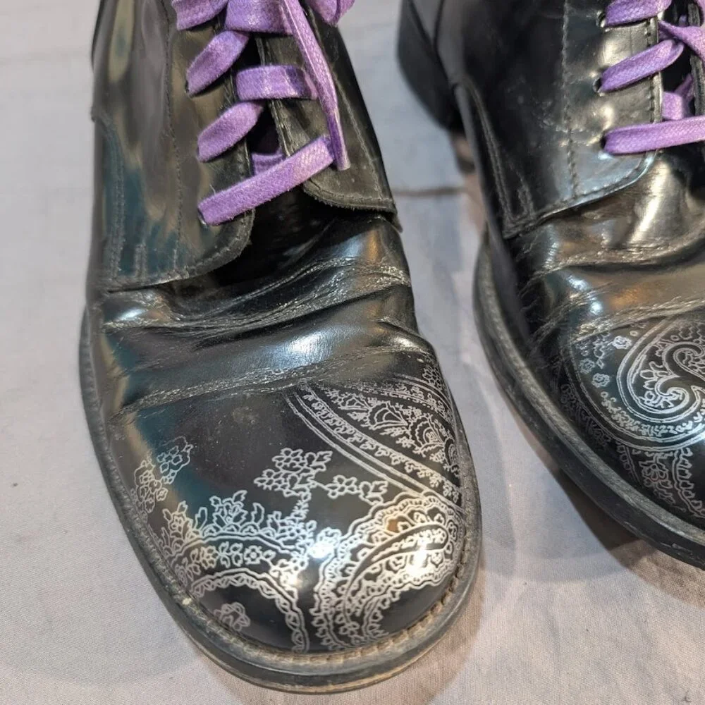 Robert Graham Mens Leeds Chukka Boots Black Purple Silver